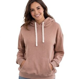 Buffalo David Bitton Womens Taupe Fleece Lined Soft Hoodie Sweatshirt Pockets M